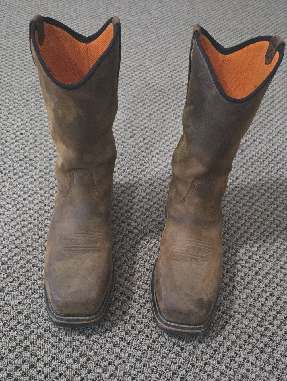 Men's Brown Leather Pull-On Work Boots - Timberland Pros Composite Toe
